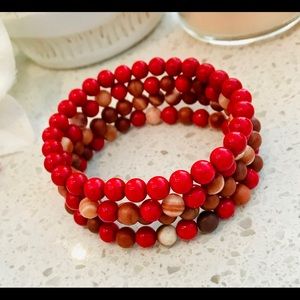 Red beaded bracelet set